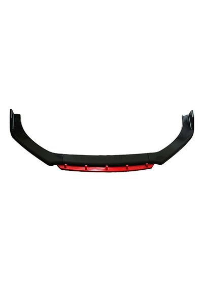 CED AUTO TRADE Megane Design front bumper extension, glossy black with red lip, 4 pieces, length 180 cm