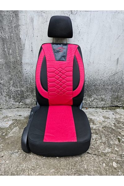 CED AUTO TRADE Set of car seat covers, universal, front-back, textile material, black with red