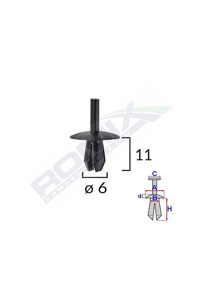 ROMİX Exterior Element Fixing Clips For Opel/Mercedes/Renault - Black Set of 10 Pieces