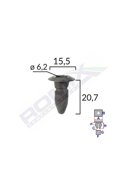 ROMİX Clips Fixare Pentru Grup Vag - Negru Set 10 Buc