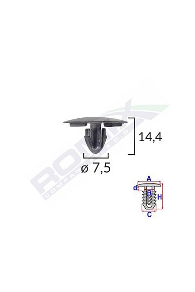 ROMİX Clema Capac Motor Pentru Lexus/Toyota 7.5X14.4Mm - Negru Set 10 Buc