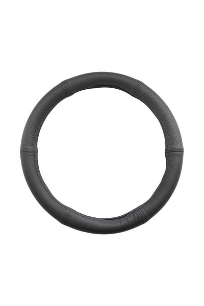 Umbrella STEERING WHEEL COVER, NATURAL LEATHER, SEMI PERFORATED, BLACK 44-46 CM