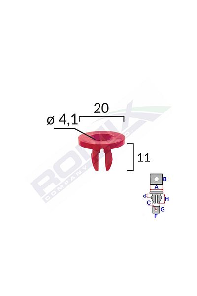 ROMİX Engine Element Fastening Clips For Ford 11X20Mm - Red Set of 10 Pieces