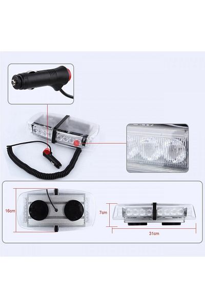 CED AUTO TRADE Mini rampa Girofar LED Cu Magnet, 12V, 24W, IP65, 31x16x7 cm, culoare portocalie