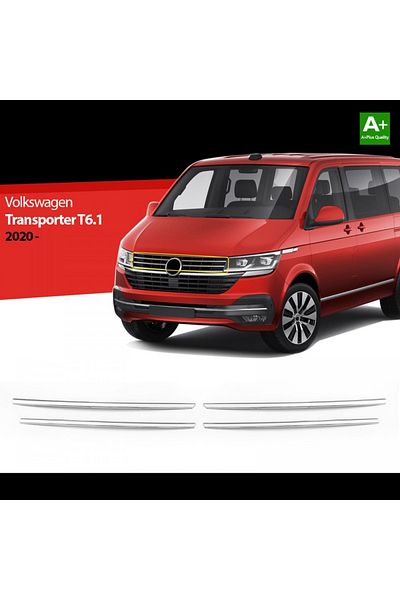 CED AUTO TRADE Set 4 ornamente inox grila fata VW Transporter T6 2020->