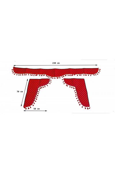 CED AUTO TRADE Set of 3 eco-leather curtains for trucks, universal compatible with Volvo, red color