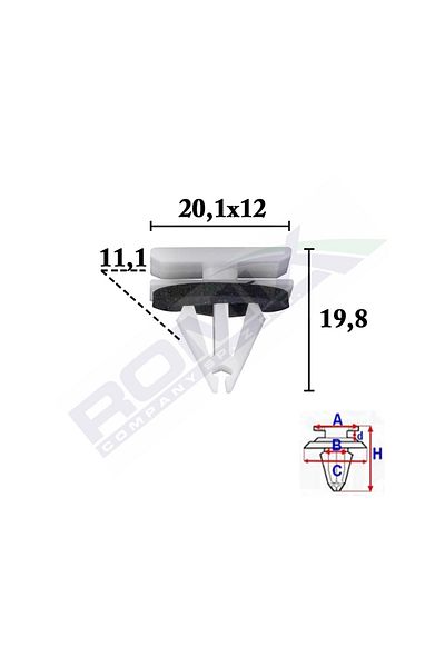 ROMİX Exterior Element Fixing Clips For Ford, Opel, Chevrolet 11.1X19.8X20.1Mm Gray - Set of 10 Pieces