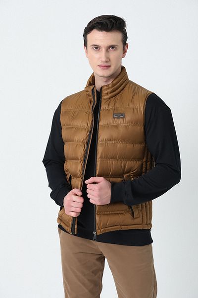 Brothers Men's Standing Collar Zippered Fleto Pocket Zippered Fiber Filled Skirt Rubber Tight Wind g