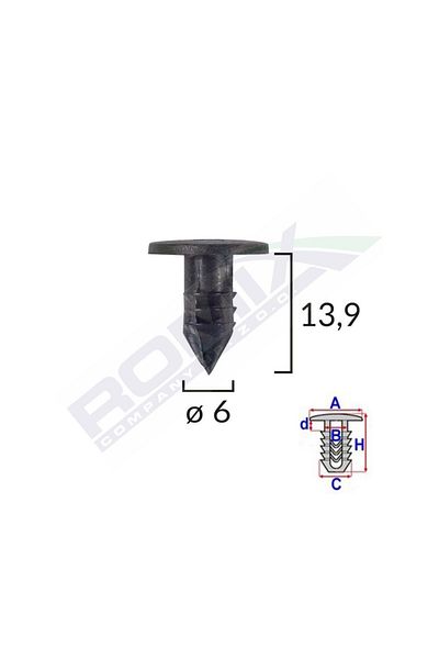 ROMİX Gasket Clips For Fiat 6X13.9 - Black Set of 25 Pieces