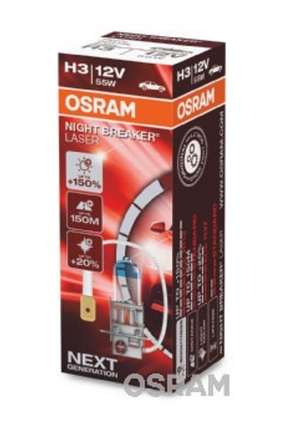 Osram Bec laser cu întrerupător de noapte BEC 12V H3 55 W NextGen +150% OSRAM