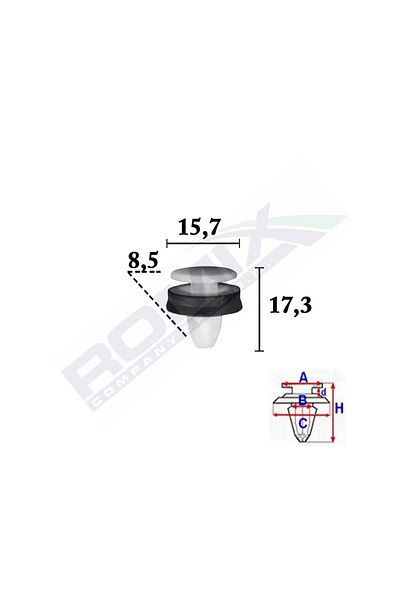 ROMİX Clips Fixare Elemente Exterior Pentru Ford Transit 2014 -8.5X17.3Mm Alb - Set 10 Buc