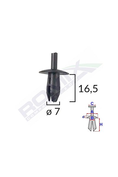 ROMİX Clips Fixare Pentru Vw Mercedes - Negru Set 10 Buc