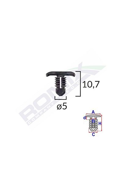 ROMİX Clips Tip Garnitura Pentru Seat/Vw 5X10.7Mm - Negru Set 25 Buc