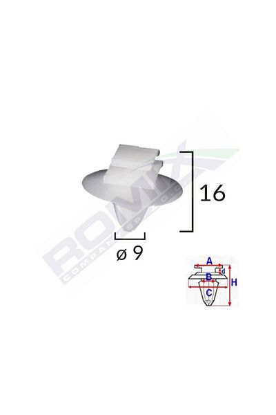ROMİX Clips Fixare Elemente Exterioare Pentru Fiat/Lancia/Alfa Romeo/Peugeot - Alb Set 10 Buc