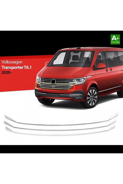 CED AUTO TRADE Set 3 ornamente inox grila fata VW Transporter T6 2020->