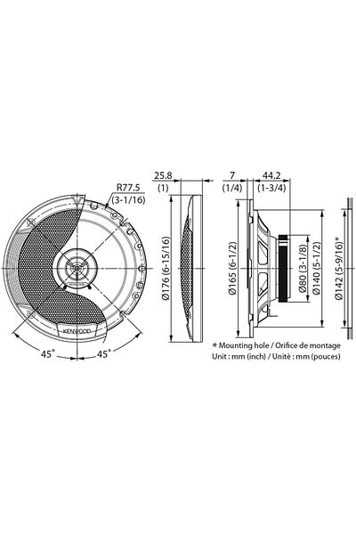Kenwood KFC-S1766 KENWOOD 16.5CM COAXIAL SPEAKERS, 30W RMS