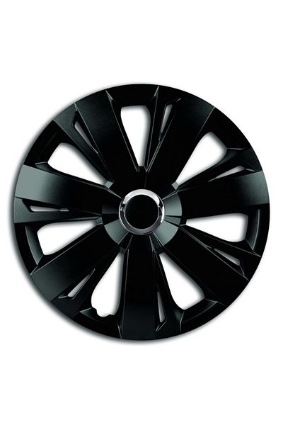 Mega Drive SET OF 15` BLACK WHEEL COVERS WITH ENERGY CHROME RING