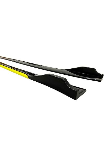 CED AUTO TRADE Set of 2 Tuning sill extensions 210 cm, glossy black with yellow lip