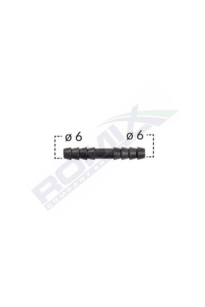 ROMİX Conector Drept Furtun Conducte 6Mm - Negru Set 10 Buc