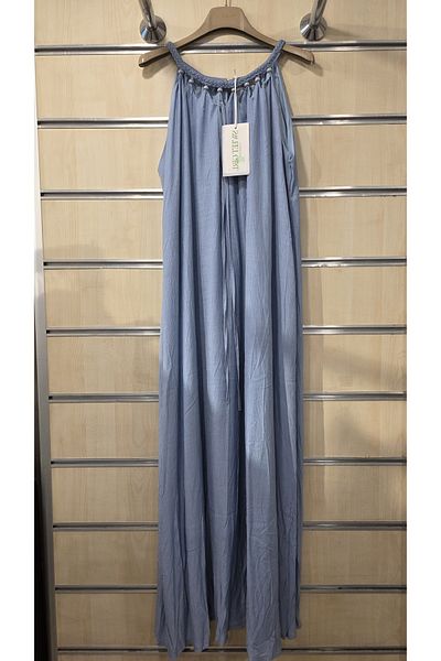 Park Moda Rochie din bumbac Guler cu mărgele Detaliat mânecă zero