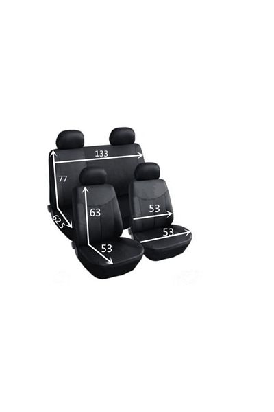 CED AUTO TRADE Set huse scaune auto, universale, fata-spate, piele ecologica, negru cu gri