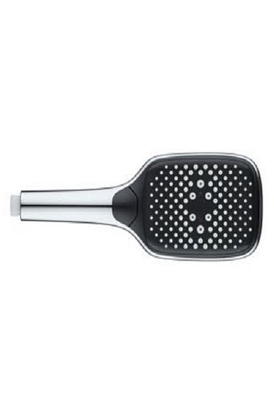 Aqua Rectangular High-Pressure Handheld Shower with Ergonomic Handle Black and Chrome