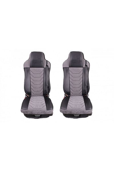 CED AUTO TRADE Truck seat cover set compatible with MAN TGX EURO 6 2007-> eco-leather with velvet, black with gray