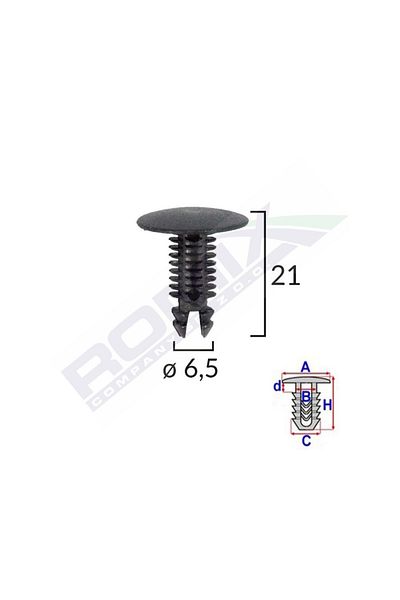 ROMİX Clips Tapiterie Pentru Citroen/Alfa Romeo/Peugeot - Negru Set 10 Buc
