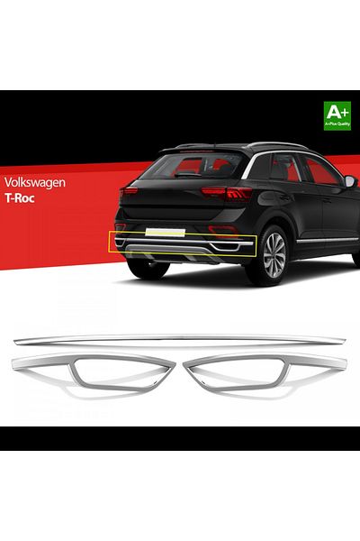 CED AUTO TRADE Set 3 Ornamente inox bara spate si evacuare compatibil VW T-ROC 2017-2021