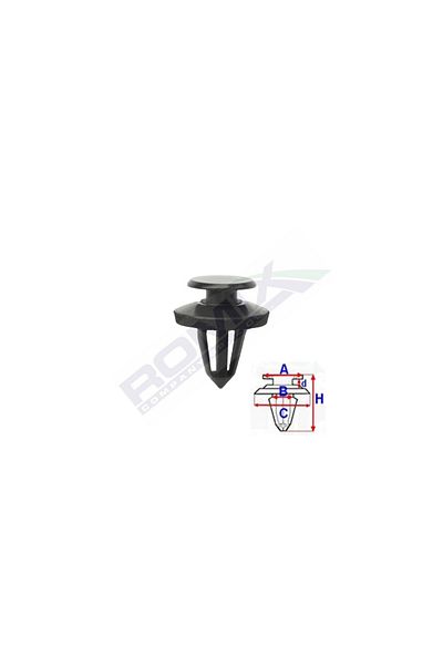 ROMİX Upholstery Clips For Alfa, Citroen, Fiat, Peugeot 8X21.4Mm Black - Set of 10 Pieces