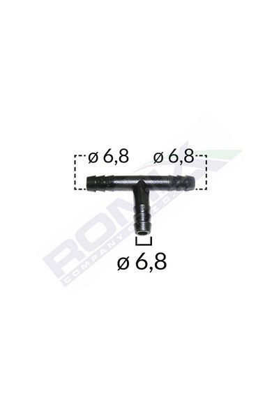 ROMİX Conector Teu Furtun Conducte Universal 6.8Mm - Negru Set 5 Buc