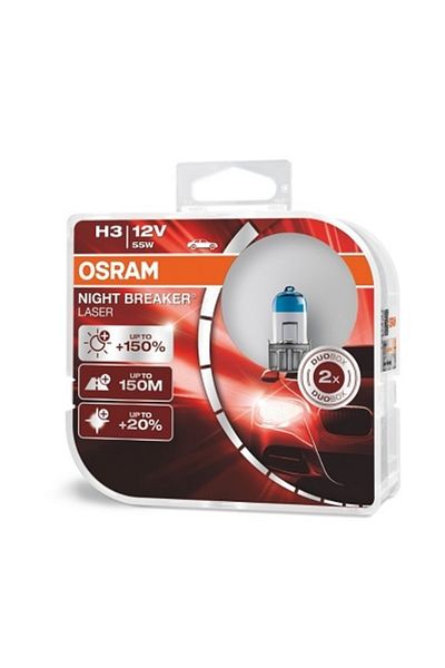 Osram SET 2 BECURI 12V H3 55 W LAMPĂ LASER NIGHT BREAKER NextGen +150% OSRAM