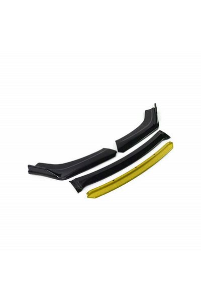CED AUTO TRADE Megane Design front bumper extension, glossy black with yellow lip, 4 pieces, length 180 cm