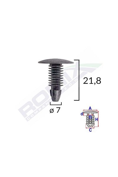 ROMİX Clips Tapiterie Pentru Honda/Hyundai/Toyota 7X21.8Mm - Negru Set 10 Buc