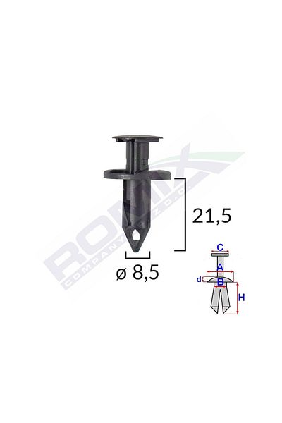 ROMİX Fastening Clips For Audi/Seat/Vw/Mazda/Nissan 8.5X21.5Mm - Black Set of 10 Pieces
