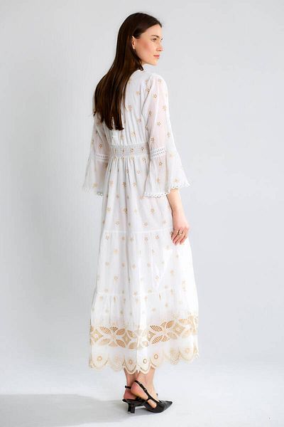 Robin Double Breasted Collar Long Dress with Lace Trim Detail