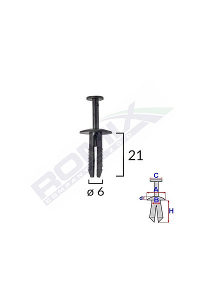 ROMİX Fastening Clips For Bmw/Opel 6X21Mm - Black Set of 10 Pieces