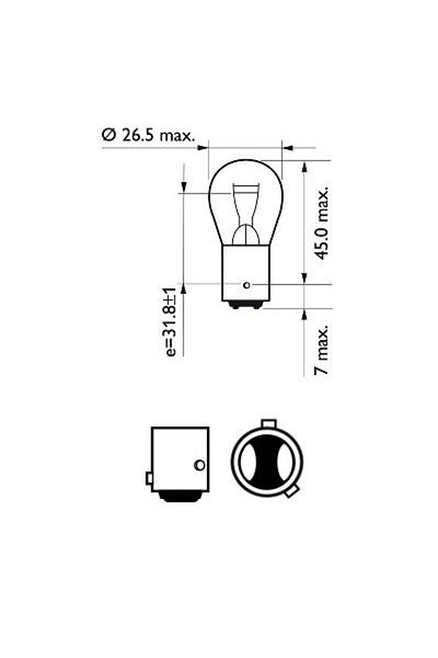 Philips Set of 2 Brake Stop Bulbs P21/4W 12V (Blister) Philips