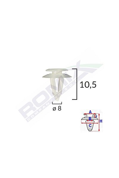 ROMİX Clips Tapiterie Pentru Fiat/Audi 8X10.5Mm - Alb Set 10 Buc