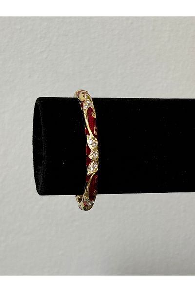 Beloria Red Steel Bracelet with Enamel Motif