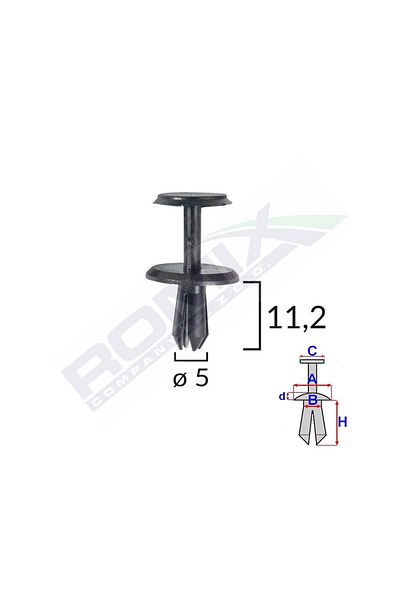 ROMİX Clips Fixare Pentru Mercedes 5X11.2Mm - Negru Set 10 Buc