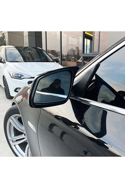 CED AUTO TRADE Mirror caps compatible with BMW 5 series F10 2010-2013 Glossy black Batman Style