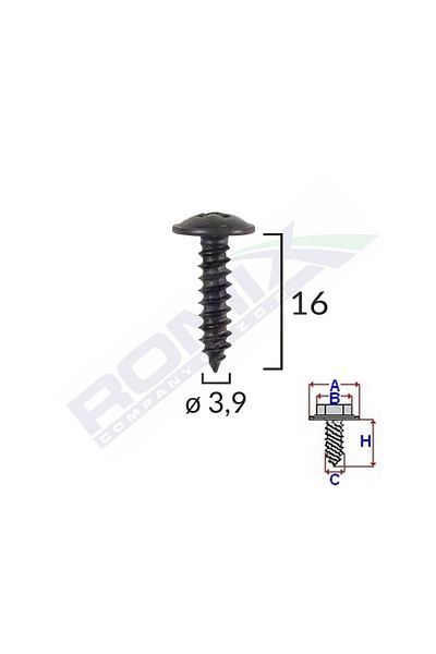 ROMİX Surub Universal Fixare Negru 3.9X16Mm Set 25 Buc