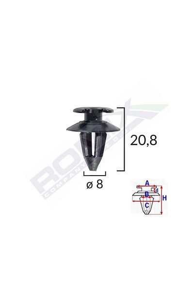 ROMİX Clips Tapiterie Pentru Audi/Bmw/Seat/Vw 8X20.8Mm - Negru Set 10 Buc
