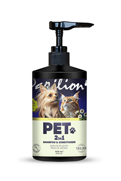 Papilion Papillon Pet 2'si 1 Arada Kedi Köpek Şampuanı Papatya Özlü Vegan 1000 ml