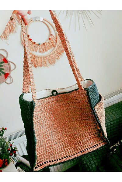 Handmade geantă lucrată manual, tricotată manual, colorată, de plajă, de zi c...