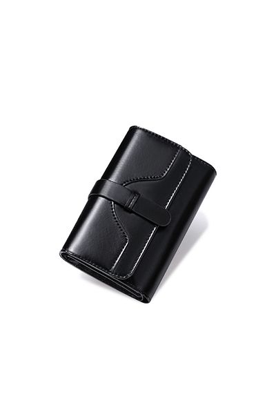 Clavi Women's Wallet Made of Genuine Leather, Clavi, Vintage Design, RFID Blocking, 9x14x3cm, Black