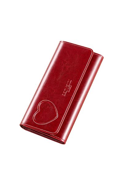 Clavi Women's Wallet Made of Genuine Leather Clavi, RFID Protection, Dimensions 19.5x9.5x3 cm, Grenade Red