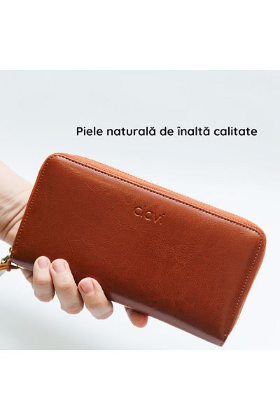 Clavi Women's Wallet Made of Genuine Leather Clavi, RFID protection, Dimensions 20x10.5x2.5 cm, Brown