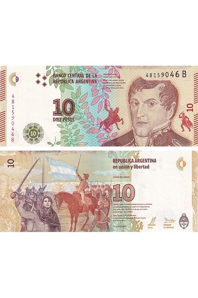 Benim Koleksiyonum Argentina, 10 Peso (2016) Unc Old Foreign Paper Money Coin